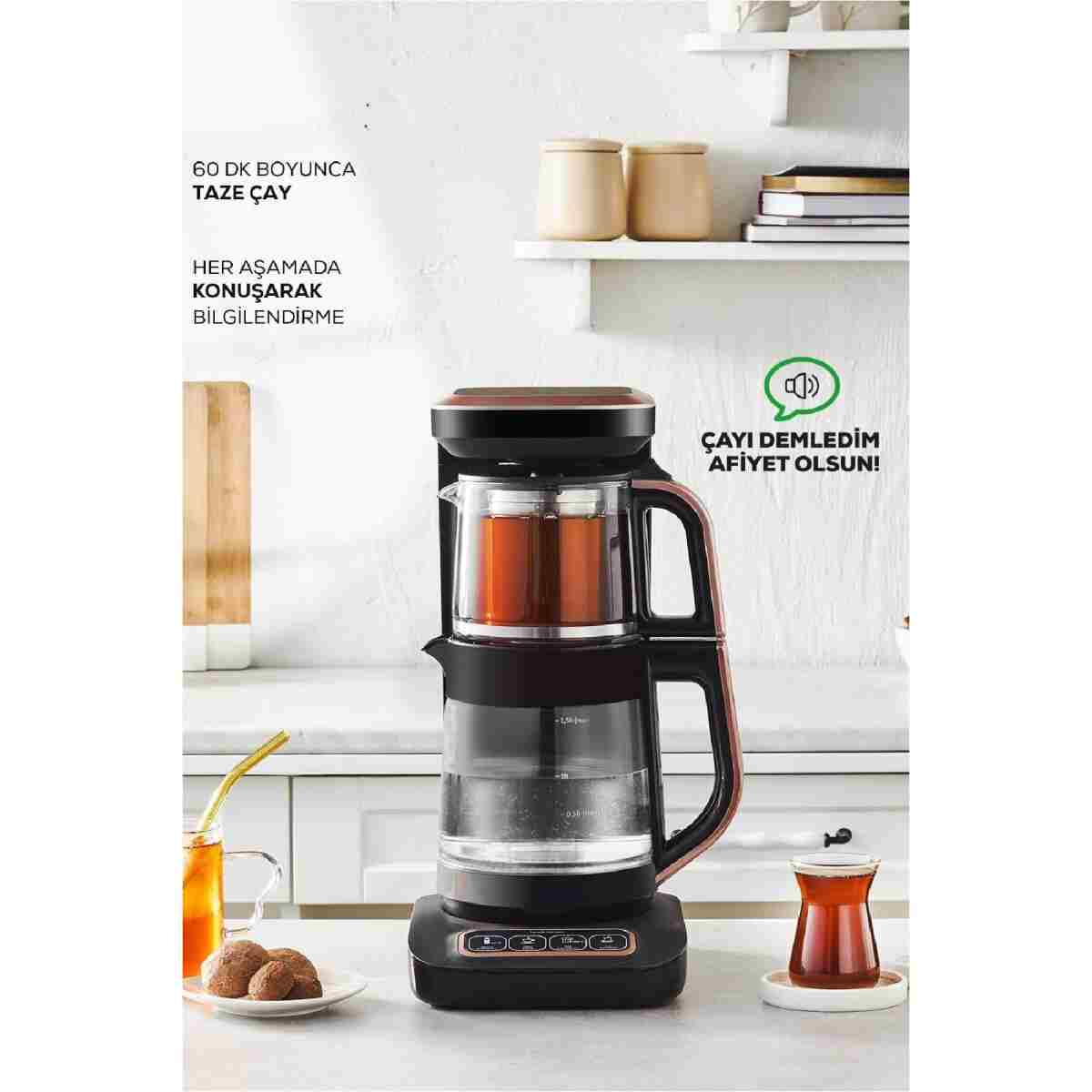 Karaca Çaysever Robotea Pro Connect 4 in 1 Konuşan Cam Çay Makinesi Silver - Görsel 13