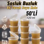 EMORFOHOME 50 Adet Sızdırmaz 120 ml Mini Saklama Kabı Sosluk Buzluk Kabı, Et Suyu, Kemik Suyu, Sos Kabı