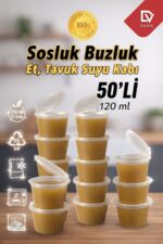 EMORFOHOME 50 Adet Sızdırmaz 120 ml Mini Saklama Kabı Sosluk Buzluk Kabı, Et Suyu, Kemik Suyu, Sos Kabı