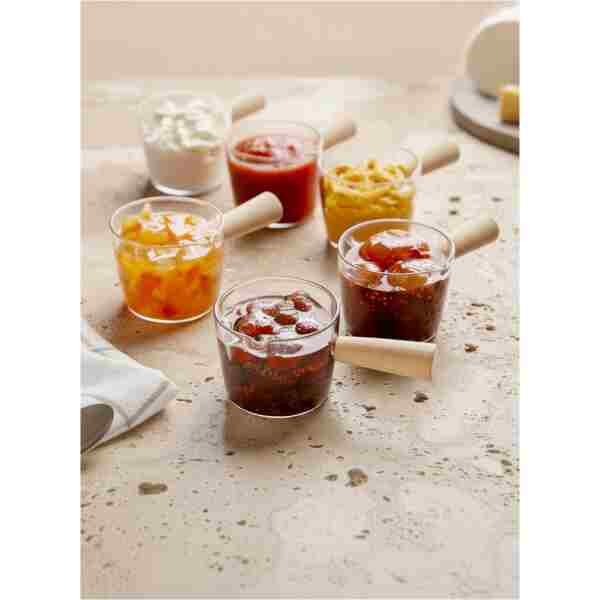 Kitchen Life 6 lı Ahşap Saplı Mıka Reçellik Sosluk Sofra Sunum Kahvaltı Seti - 80 ml