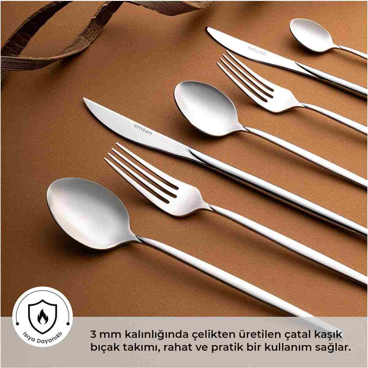 Emsan Alya 84 Parça 12 Kişilik Çatal Kaşık Bıçak Takımı Lüks Kutulu - Görsel 7