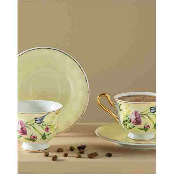 English Home Vanilla New Bone China 4 Parça 2 Kişilik Kahve Fıncan Takımı 90 Ml Açık Sarı