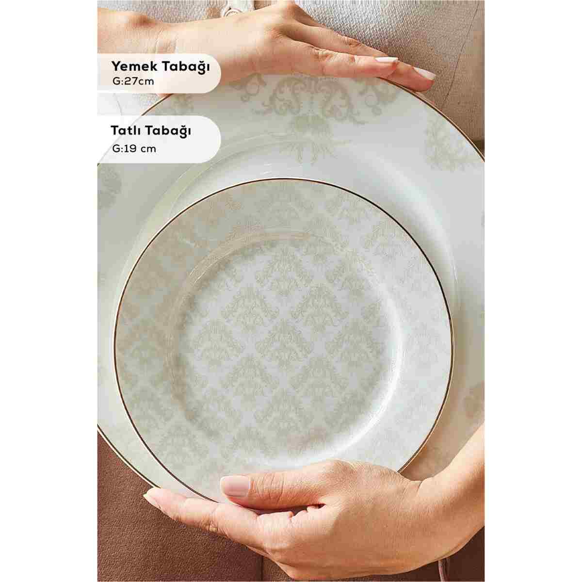 Karaca Elegance Bone Siena 53 Parça 12 Kişilik Yemek Takımı Gold - Görsel 11