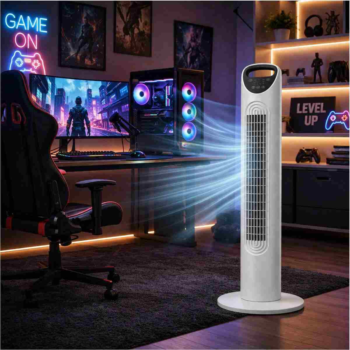 SMAYLİNG Sessiz Kule Vantilatör 80cm Uzaktan Kumandalı, 3 Hızlı, Salınımlı, Taşınabilir Fan - Görsel 13