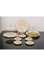 atabey home collection Krem Gold Cam 6 Kişilik 31 Parça Pasta Çay Servis Ikram Takımı
