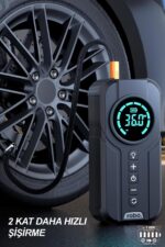 ROBO 4'ü 1 Arada Şarjlı Akü Ateşleyici Lastik Şişirici Powerbank Led Işık 150psi Yüksek Basınçlı - Görsel 10