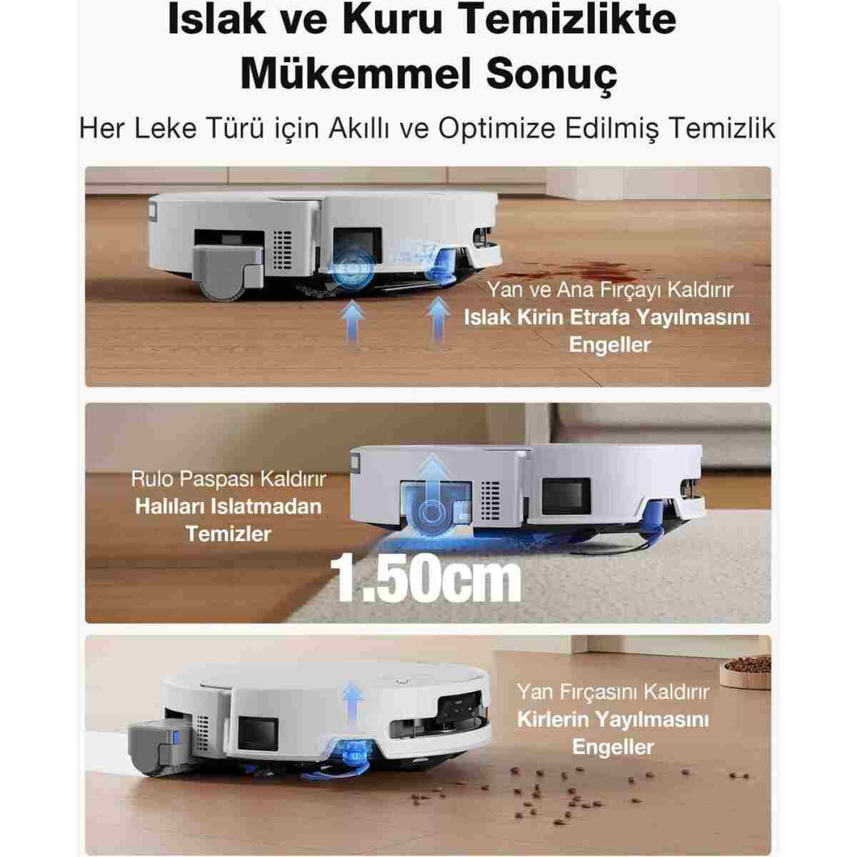 Ecovacs DEEBOT T90 PRO Omni Ses Kontrollü Robot Süpürge ve Paspas, 30.000 Pa Emiş Gücü - Görsel 14