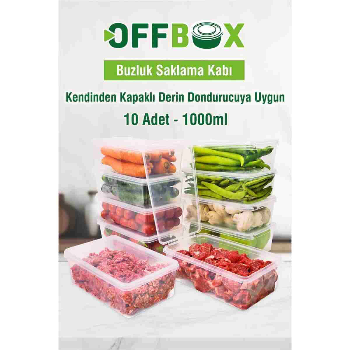 OFFBOX 10 Adet 1 Lt. Kendinden Kapaklı Derin Dondurucuya Uygun Saklama Kabı Düzenleyici - Görsel 9