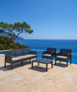 MOBETTO Ada 3+1+1+S Bahçe Takımı / Balkon - Bahçe - Teras Mobilyası - Antrasit