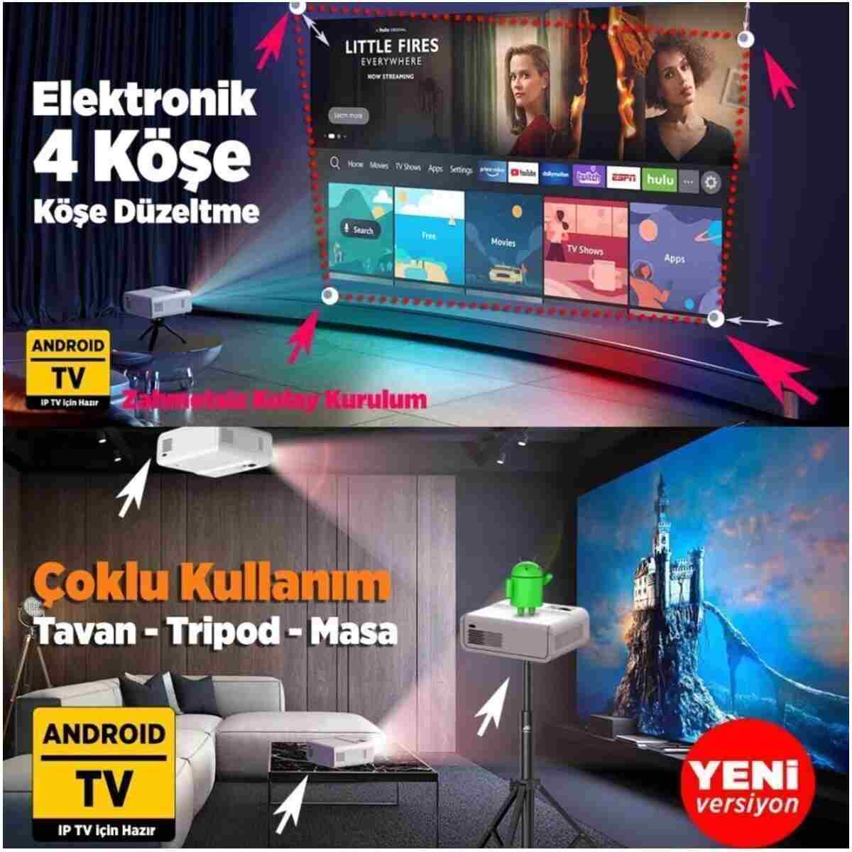 Vankyo Sunspark 500w Android Tv 1080p Destekli Projeksiyon Cihazı 5g Wi-fi 5.1 Bluetooth 240 Inç Yansıtma - Görsel 10