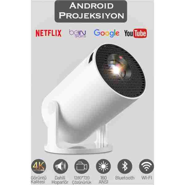 Gomax Hy300 Pro 4k Taşınabilir Sinema Projeksiyon 1280*720p Ev Sineması Android Akıllı Projektör