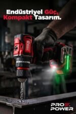 ASSUR 21V Pro Seri Kömürsüz Çift Akülü Metal Şanzıman Led Işıklı Taşıma Çantalı Şarjlı Darbeli Matkap - Görsel 6