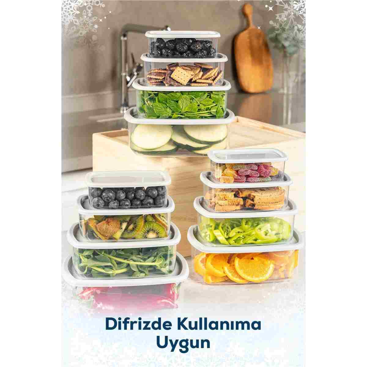 Vienev 12'li Hava Geçirmez Saklama Kabı Seti Gri 3x(250-500-750-1200 ML) - Görsel 4