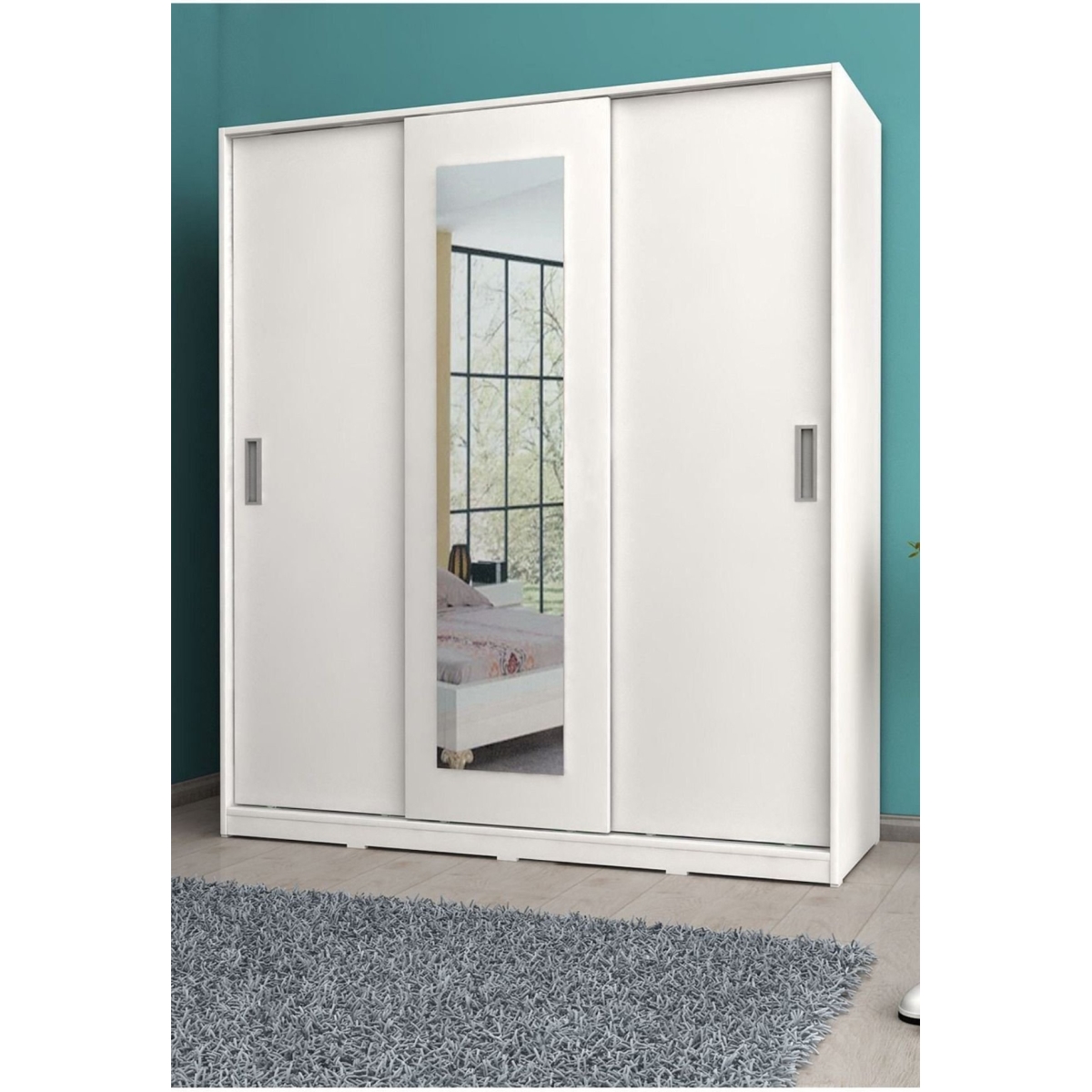 Metalia Gm 644 Sline 3 Kapılı Sürgülü Askılıklı Raflı Atlantik Çam Antrasit Gri Gardırop - Görsel 5