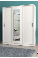 Metalia Gm 644 Sline 3 Kapılı Sürgülü Askılıklı Raflı Atlantik Çam Antrasit Gri Gardırop - Görsel 5