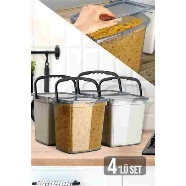 Meleni Home 4'lü Un Ve Bakliyat Kabı 6 Litre - Platin Serisi