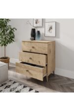 KZNMOB HOME Gardenya 3 Çekmeceli Meşe Şifonyer - Tamamı 1. Kalite Mdf - Görsel 2
