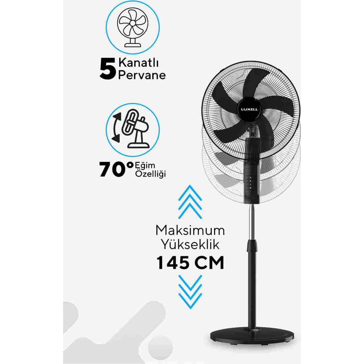 Luxell Lxf-518 S 18'' 75 Watt 5 Kanatlı Ayaklı Vantilatör - Görsel 8