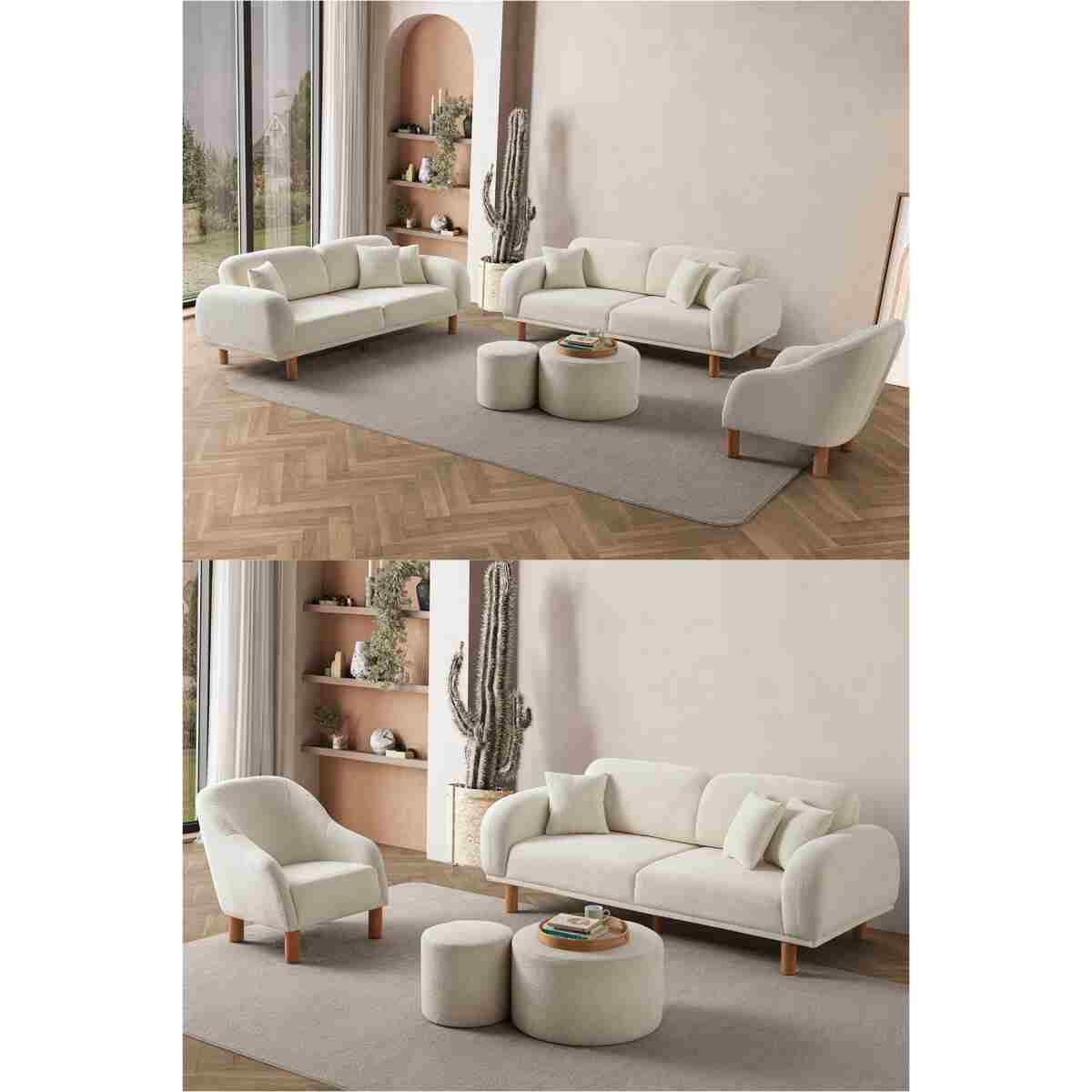 EDSY HOME Regnum Koltuk Takımı 3+3+1 Taş Renk - Görsel 9