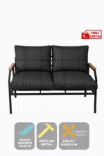 UFUK HOME 2'li Koltuk Bahçe Mobilyası Bahçe Takımı Metal Balkon Takımı Çay Seti - Görsel 2
