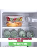 Canbay Store 10 Adet Kapaklı Derin Dondurucuya Mikrodalgaya Uygun Sızdırmaz Saklama Kabı 1 Litre - Görsel 2