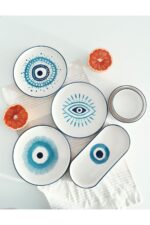 Genel Markalar 14 Parça 6 Kişilik Stackable Evil Eyes Handmade Kahvaltı Seti. Lüx Kahvaltılık Takımı - Görsel 10