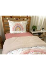 Evmila Gökkuşağı ve Kır Çiçeği Desenli Tek Kişilik 160x220 Cm Welsoft Çift Taraflı Yorgan Ve Uyku Seti - Görsel 9