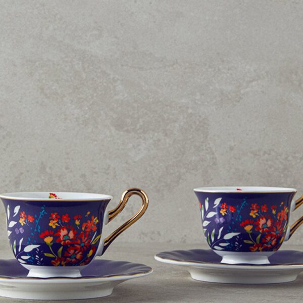 English Home Miranda New Bone China 4 Parça 2 Kişilik Kahve Fincan Takımı Lacivert