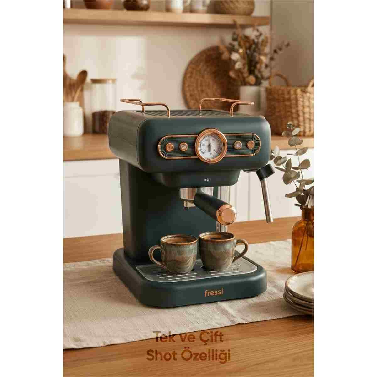 Fressi Espresso Latte Cappuccino Kahve Makinesi Süt Köpürtücülü 20bar Basınçlı 1,2lt Em-01 Ristretto - Görsel 2