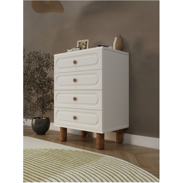 umondesign 4 Çekmeceli Şifonyer Ayaklı Şifonyer MDF Kapak