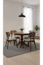 KleinHaus Furniture İbiza Masa Takımı, Ahşap Masa Takımı, 4 Sandalyeli Mutfak, Salon Masa Takımı