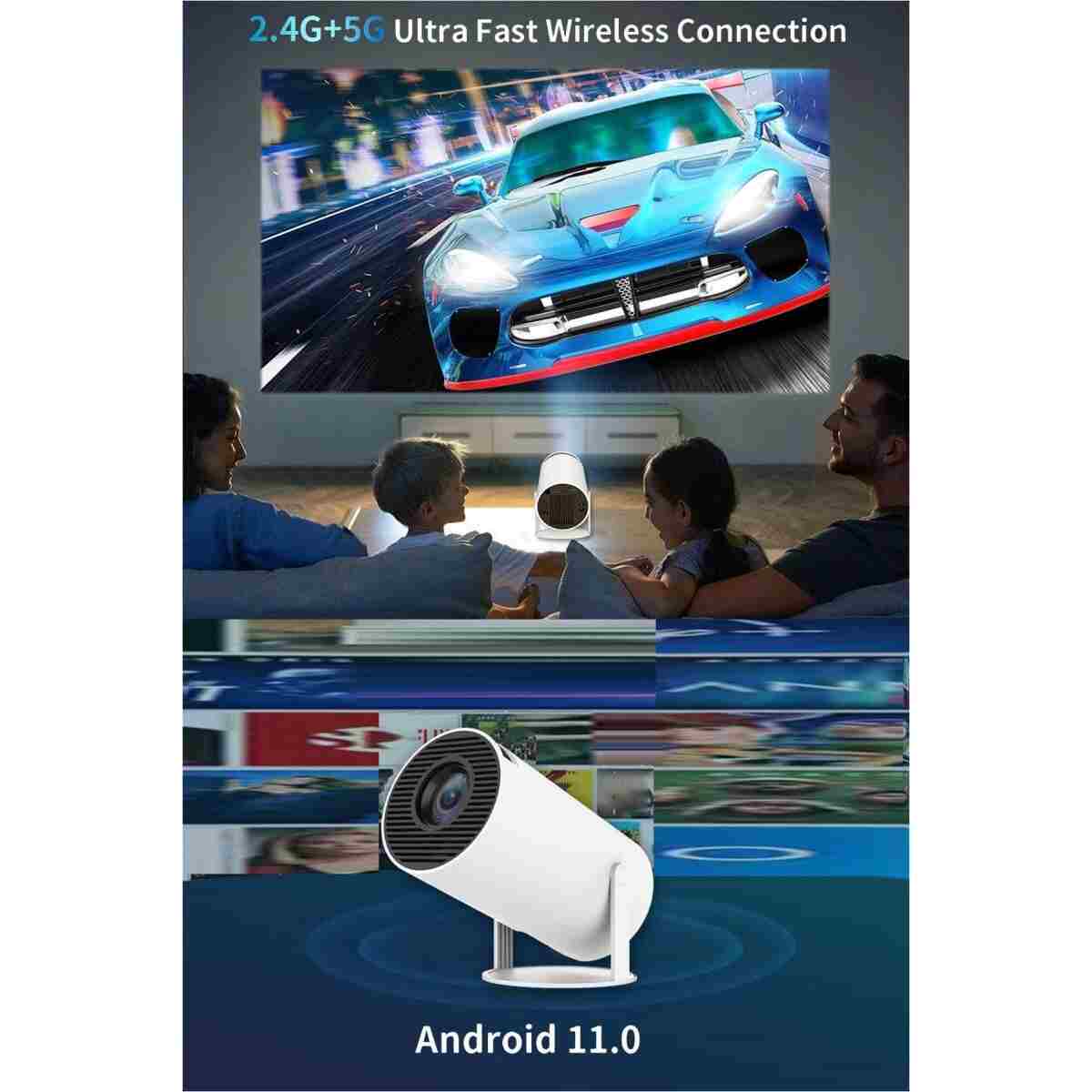 TECHNOMEN Taşınabilir Sinema Projektörü 1280 * 720P Ev Sineması Bluetooth Android 11 Akıllı Projeksiyon Wifi - Görsel 5