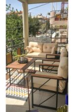 Kırlenta Krem Liva 2 1 1 Sehpa Balkon Takımı Bahçe Takımı Bahçe Mobilyası - Görsel 15