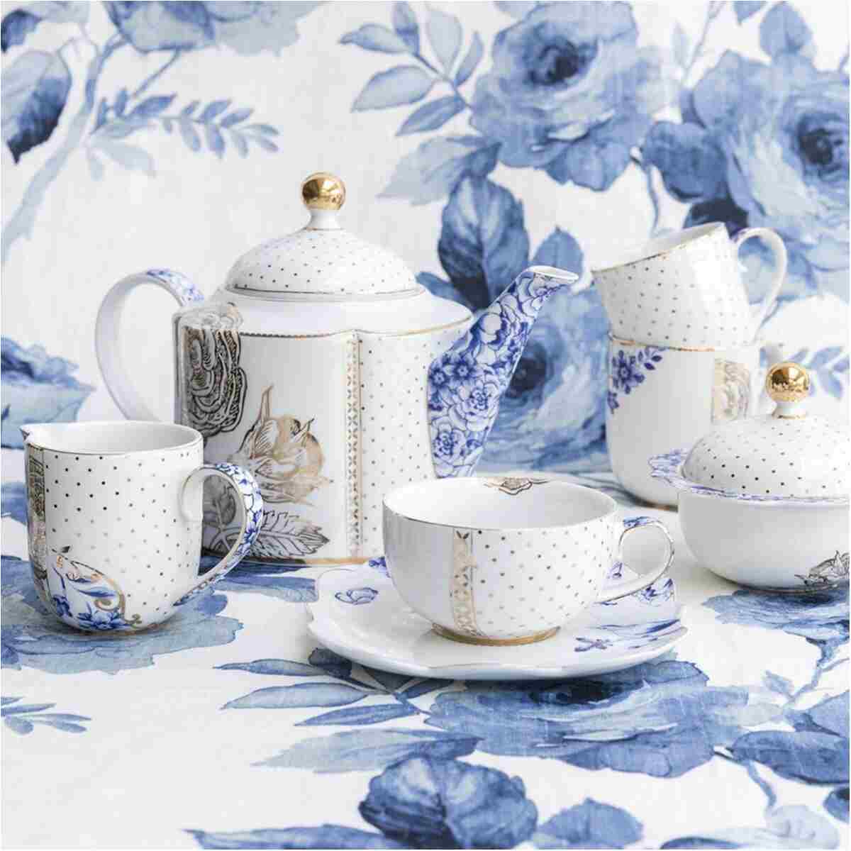 Pip Studio Royal White Mavi Beyaz Porselen Kahve Fincanı 125 Ml - Görsel 5