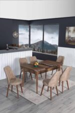 Lion 6 Kişilik Açılır Masa Sandalye Takımı Mutfak Masası Takımı Salon Masası Yemek Masası Masa Takımı - Görsel 2