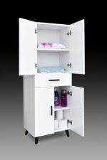 Alesta Life 4 Kapaklı Çekmeceli Mutfak Dolabı Banyo Dolabı Çok Amaçlı Dolap Beyaz - Görsel 7