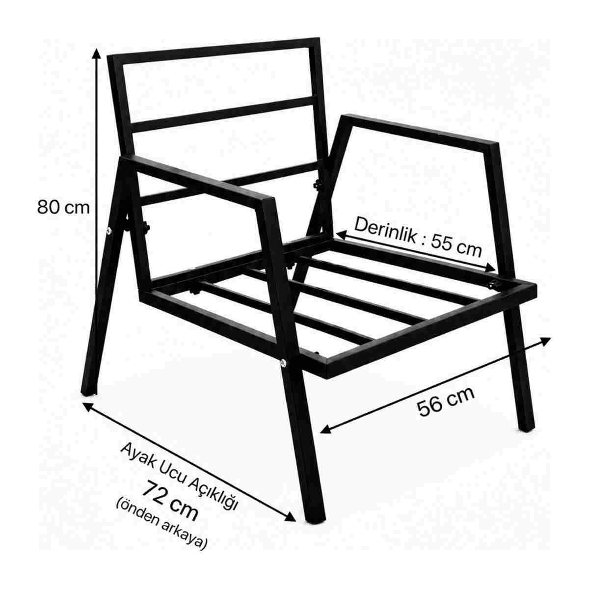 MB GARDEN FURNITURE DREAM Balkon, Bahçe Takımı, Cafe, Metal Kanepe, Koltuk Takımı, Bahçe Mobilyası, 2+1+1 sehpalı - Görsel 4