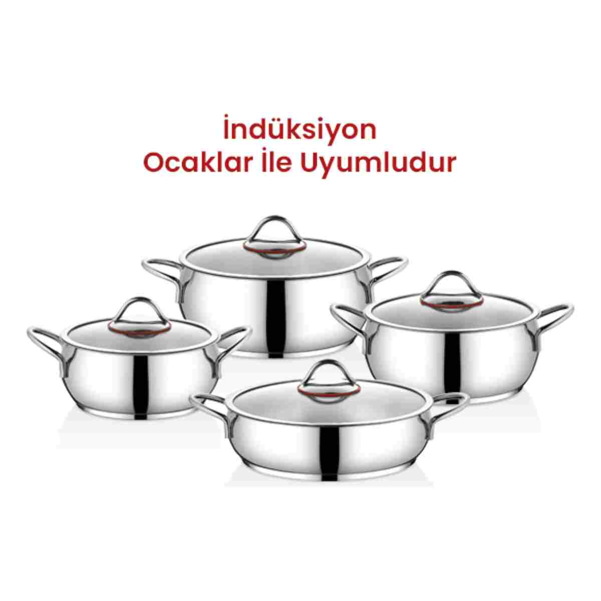Kahramanlar Elit Prime Silver 8 Parça Çelik Tencere Seti 8000 - Görsel 3