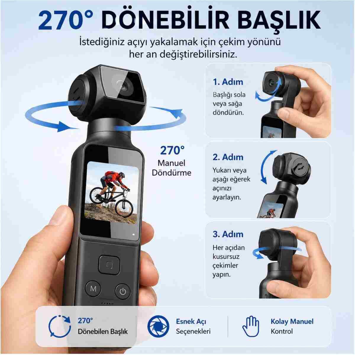 Bubitechh Aksiyon Kamera Macera Seti Suya Dayanıklı, Geniş Açılı, Mikrofonlu Wifi - Görsel 12