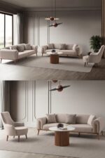 EDSY HOME Riva 3+3+1+1 Koltuk Takımı Sütlü Kahve