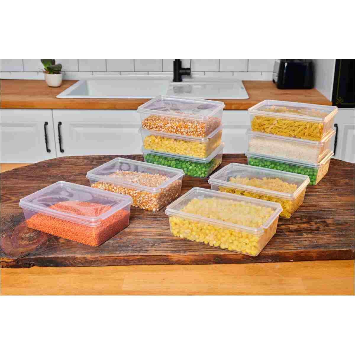 SUPERPUP Saklama Kabı 20 Adet 1 Litre Kendinden Kapaklı Ve Kilitli Dondurucu Ve Gıda Hava Almaz 19x13x6 Cm - Görsel 2