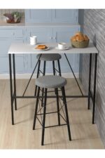 Retodesign BEYAZ YUVARLAK TABURELİ BAR TAKIMI 3656 - Görsel 6