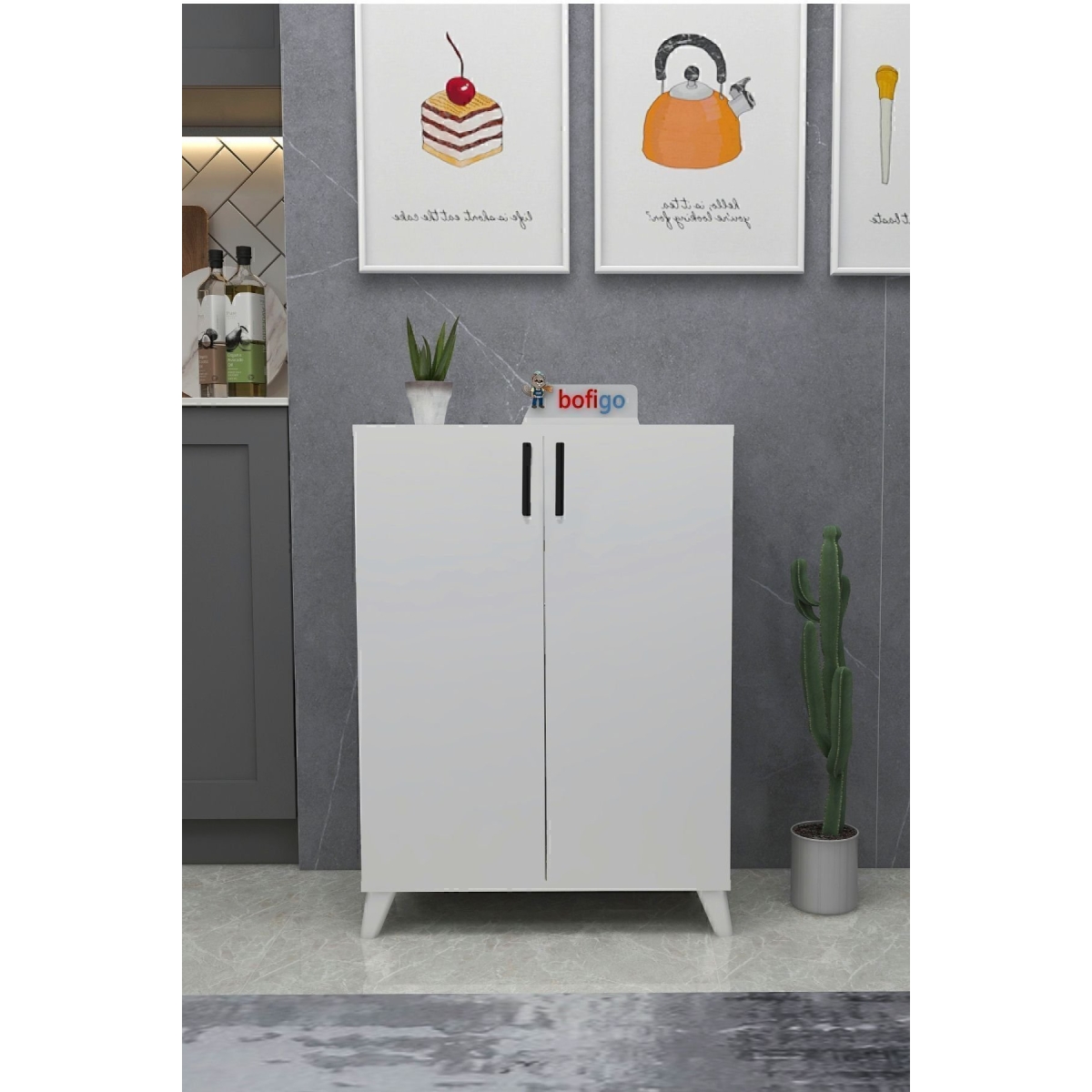 Bofigo 4 Raflı Çok Amaçlı Dolap Çok Amaçlı Mutfak Dolabı Banyo Dolabı Ceren Beyaz - Görsel 3