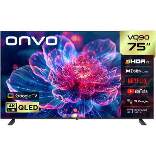 ONVO 75VQ90F2UA1 75'' 190 Ekran Uydu Alıcılı 4K Ultra HD Google Smart QLED TV