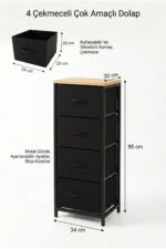 miyuhome 4 Çekmeceli Metal Şifonyer Çok Amaçlı Dolap Çocuk 0dası Organizer Çekmeceli Düzenleyici - Görsel 10
