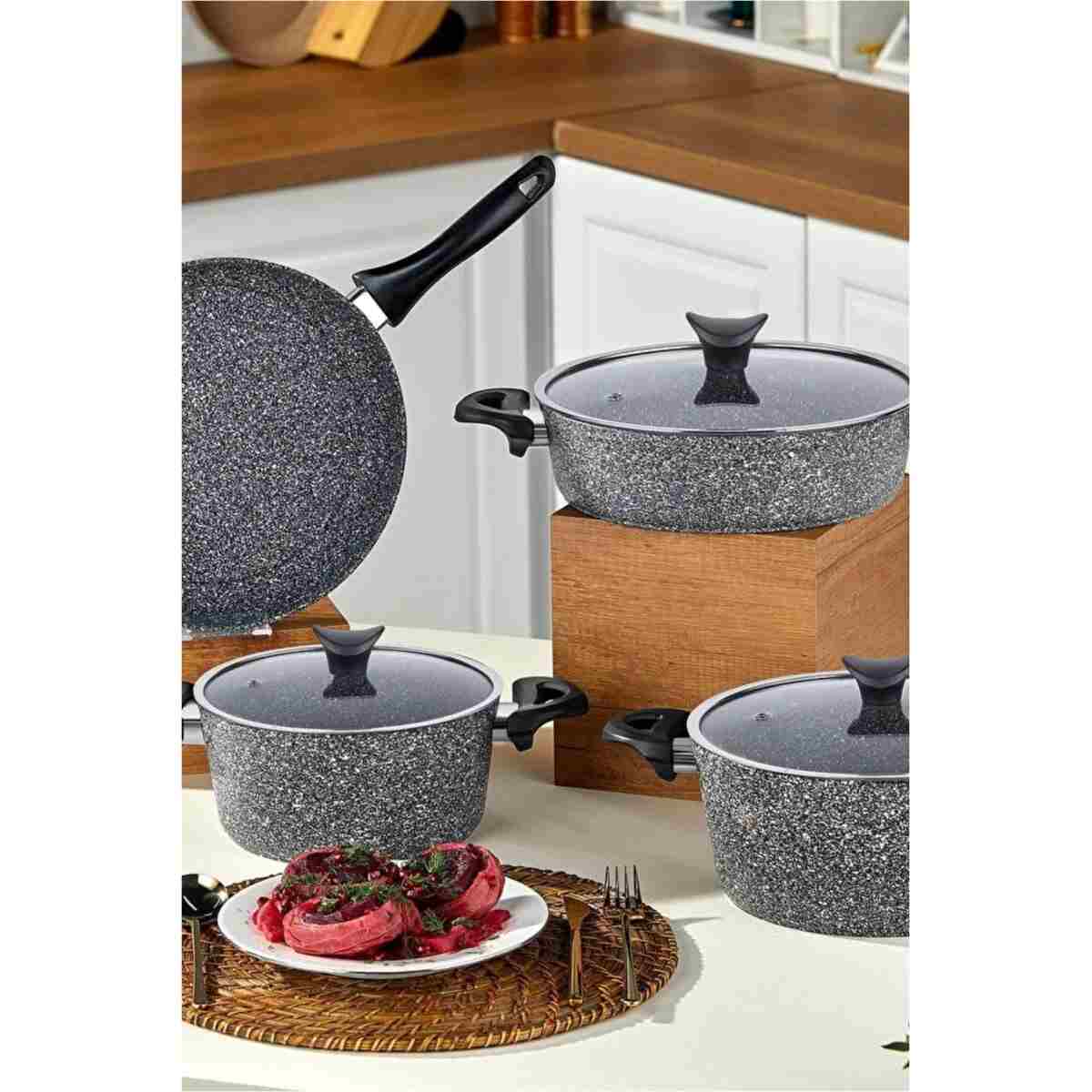 Taç Master Cook 4'lü 7 Parça Granit Tencere Seti Gri - Görsel 2