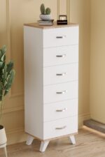 AEKA AE-3038 Belinda 6 Çekmeceli Beyaz Çam Şifonyer Komodin 132*45*36 cm - Görsel 8