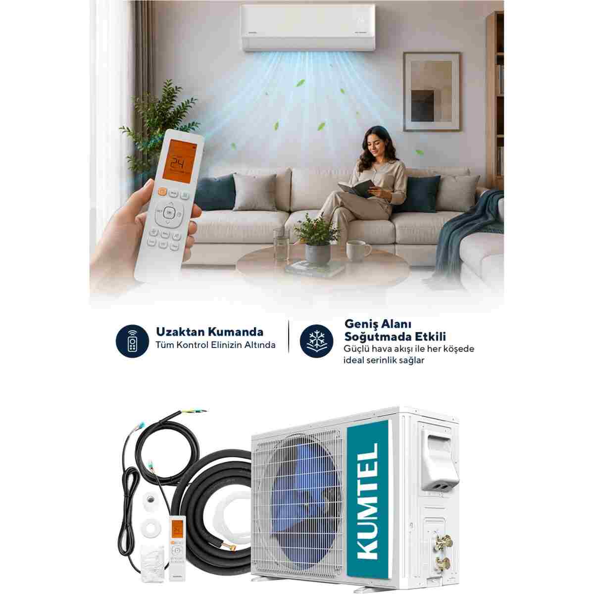 KUMTEL Hinoki KMSAC-12 12.000 Btu A++ Inverter Duvar Tipi Split Klima (Montaj Dahil) - Görsel 6