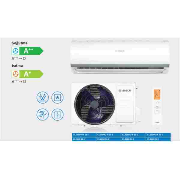 Bosch Climate CL2001U W 70 E 24000 BTU İnverter Split Klima R32 A++ (Montaj Dahil) 2025 Yeni - Beyaz