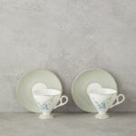 English Home Valentina New Bone China 4 Parça 2 Kişilik Kahve Fincan Takımı 80 ml Açık Yeşil